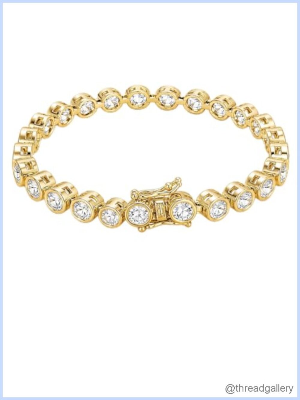 Round Crystal Tennis Bracelet 7.5 Inch Link Chain Secure Clasp Elegant Gift
